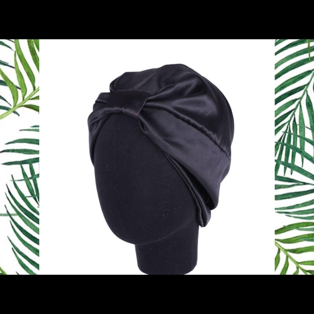 Handmade Silk Hair Bonnets - Black